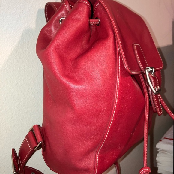 Coach Red Leather Drawstring Backpack - Picture 2 of 16